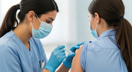A nurse administers a vaccine to a patient in a hospital setting.