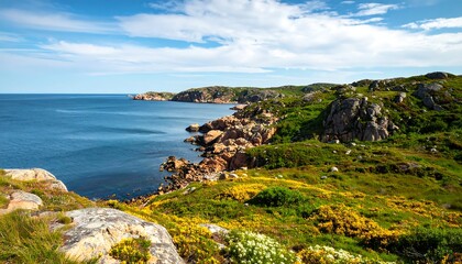 Fototapeta premium Coastal landscape with vibrant vegetation