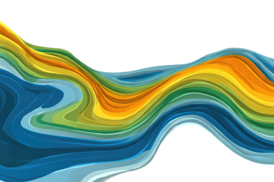 Abstract wavy ribbon design with blended colors