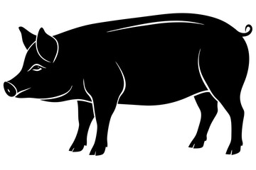 Vector illusion of  black silhouette of a pig