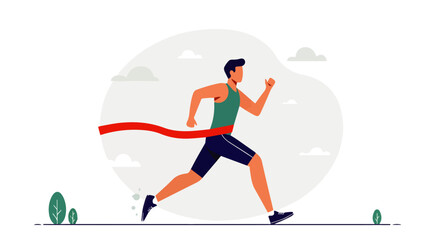 Athlete Running Marathon Vector