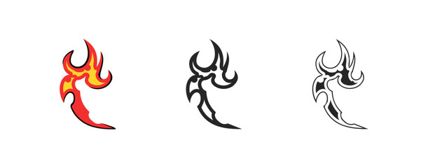 collection of fire symbols with different color styles