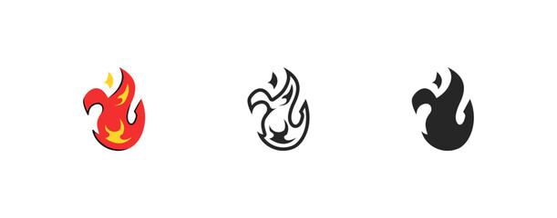 collection of fire symbols with different color styles