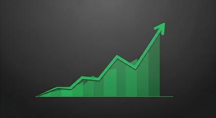 Dynamic green growth chart with upward arrow signifies business success and profit