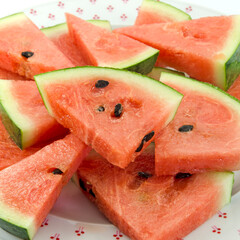 Slice of watermelon with bite 