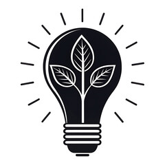 Green idea light bulb with growing plant inside symbolizing eco innovation