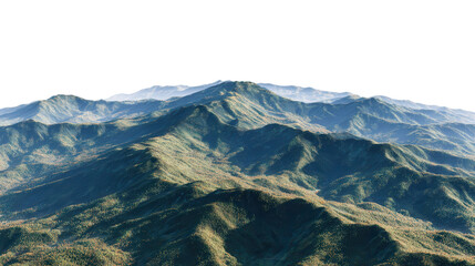 Fototapeta premium Mountain Range With Dense Forest Cover On Transparent Background for Design Projects