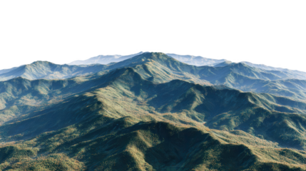Mountain Range With Dense Forest Cover On Transparent Background for Design Projects