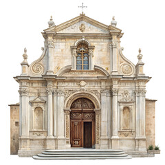 Obraz premium Watercolor Ornate architectural stone facade isolated on transparent background