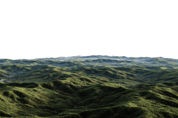 Rolling Green Hills and Distant Mountains on Transparent Background Landscape Stock