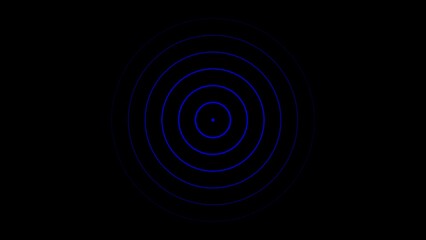 Concentric Blue Circles on Black Background abstract