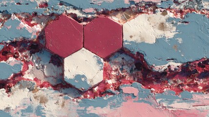 Textured background with three hexagonal shapes