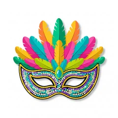 Fototapete Karneval Panoramic street view of Brooklyn filled with crowds, colorful Caribbean flags, vibrant costumes, and dancers celebrating the West Indian Day Parade with festive energy  © Ibnu