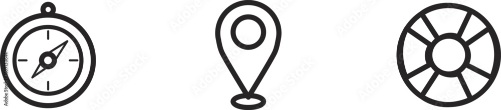 Poster simple black and white location pin icon for maps and navigation