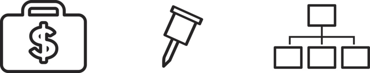 Simple Black and White Push Pin Icon for Notice Boards and Reminders