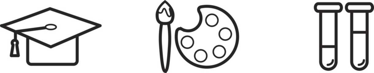 Paintbrush and Palette Illustration Simple Black and White Line Art Design