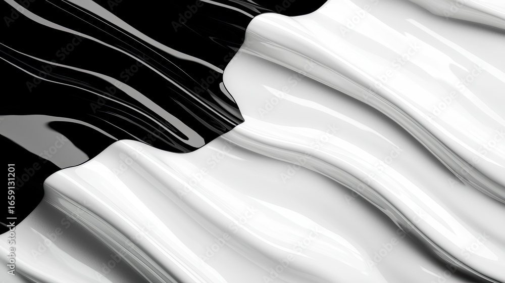 Aufkleber abstract black and white paint waves flowing together creating an artistic texture and design elemen
