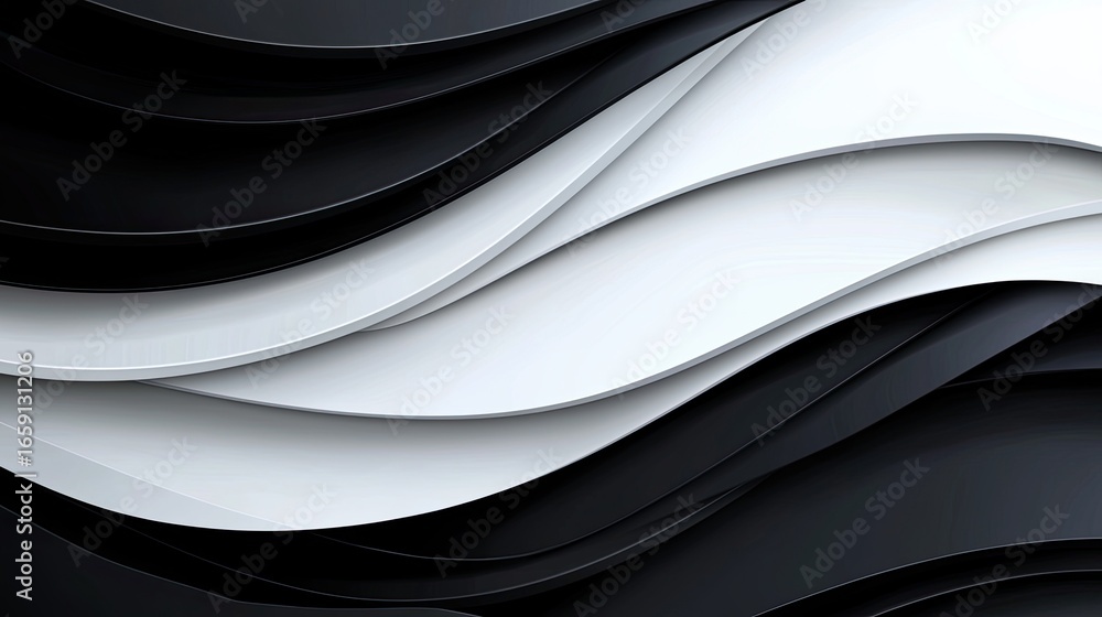 Aufkleber abstract waves of black and white colors creating a sense of depth and movement for modern design co