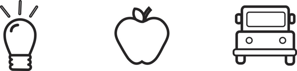 Simple Apple Outline Illustration with Leaf and Stem on White Background