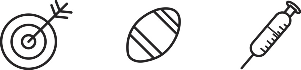 Simple Black and White Outline Illustration of an American Football