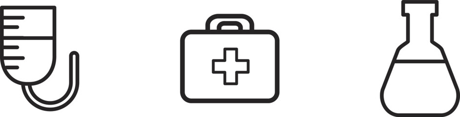 Obraz premium Simple Black and White First Aid Kit Icon for Medical Emergency