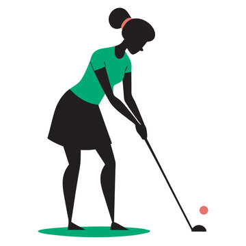 woman golfing green shirt black skirt clip art preview