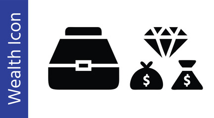 Wealth Icons  Diamond & Gold Bar Vector Pack