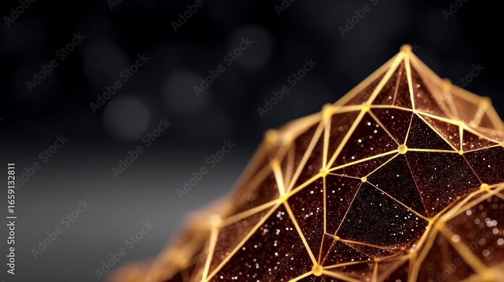Aufkleber abstract geometric structure with glowing particles on a dark background