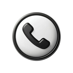 Classic black phone symbol on white circle modern design