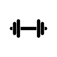 Dumbbell icon for fitness and workout design. Simple gym equipment illustration for training and exercise. Minimal weightlifting symbol isolated on white background