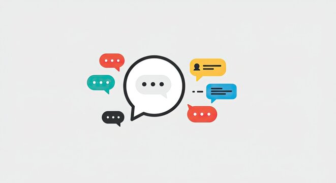 Colorful speech bubbles representing communication, social media, and online interaction, perfect for marketing, business, or tech concepts