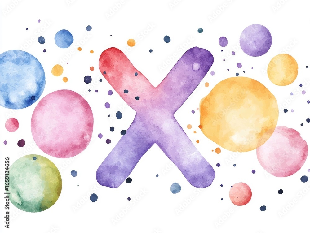 Aufkleber vibrant and playful watercolor letter x design with a colorful gradient background featuring a fun a