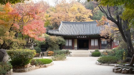 Obraz premium Autumnal Asian temple garden