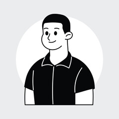 Flat Vector Character Black And White Illustration