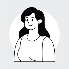 Flat Vector Character Black And White Illustration