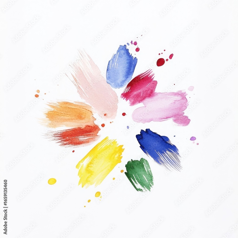Aufkleber this captivating image showcases a stunning array of vibrant watercolor with playful splashes of col