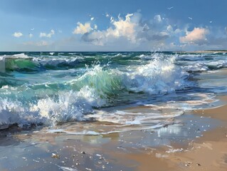 Waves Crashing on Shore