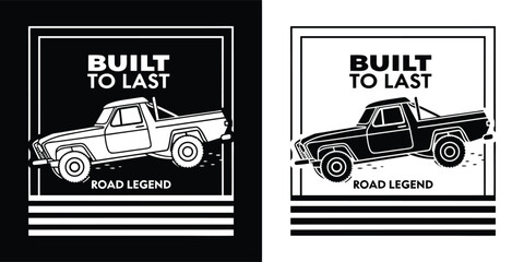 Obraz premium Built to last road legend pickup truck, classic vintage vehicle for adventure and freedom, retro automobile graphic