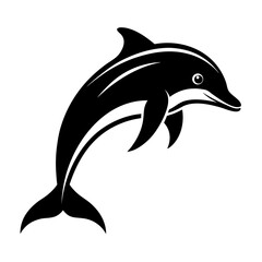 Sleek black dolphin leaping gracefully, symbolizing freedom and oceanic adventure