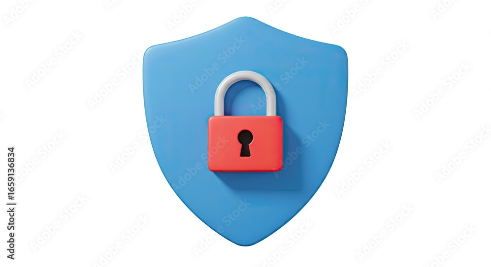 Poster keep your data safe and secure with this captivating 3d shield and lock, perfect for cybersecurity p