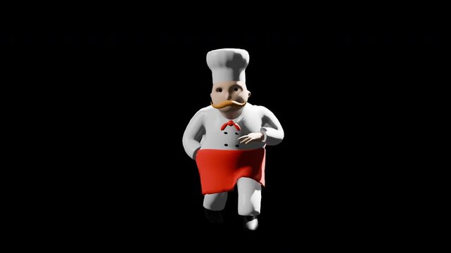 3d render chef dancing Salsa dance. prores 4444