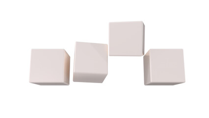 A white square ceramic cube flipped over in front view