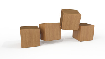 Obraz premium Perspective view of wooden cubes flipped over