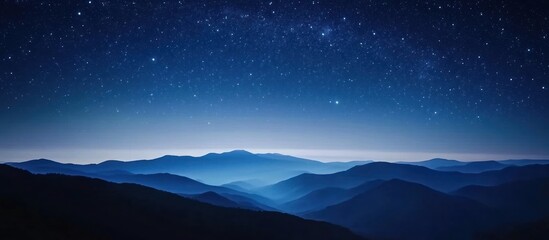 Fototapeta premium Night sky over layered mountains, peaceful scene, nature wallpaper