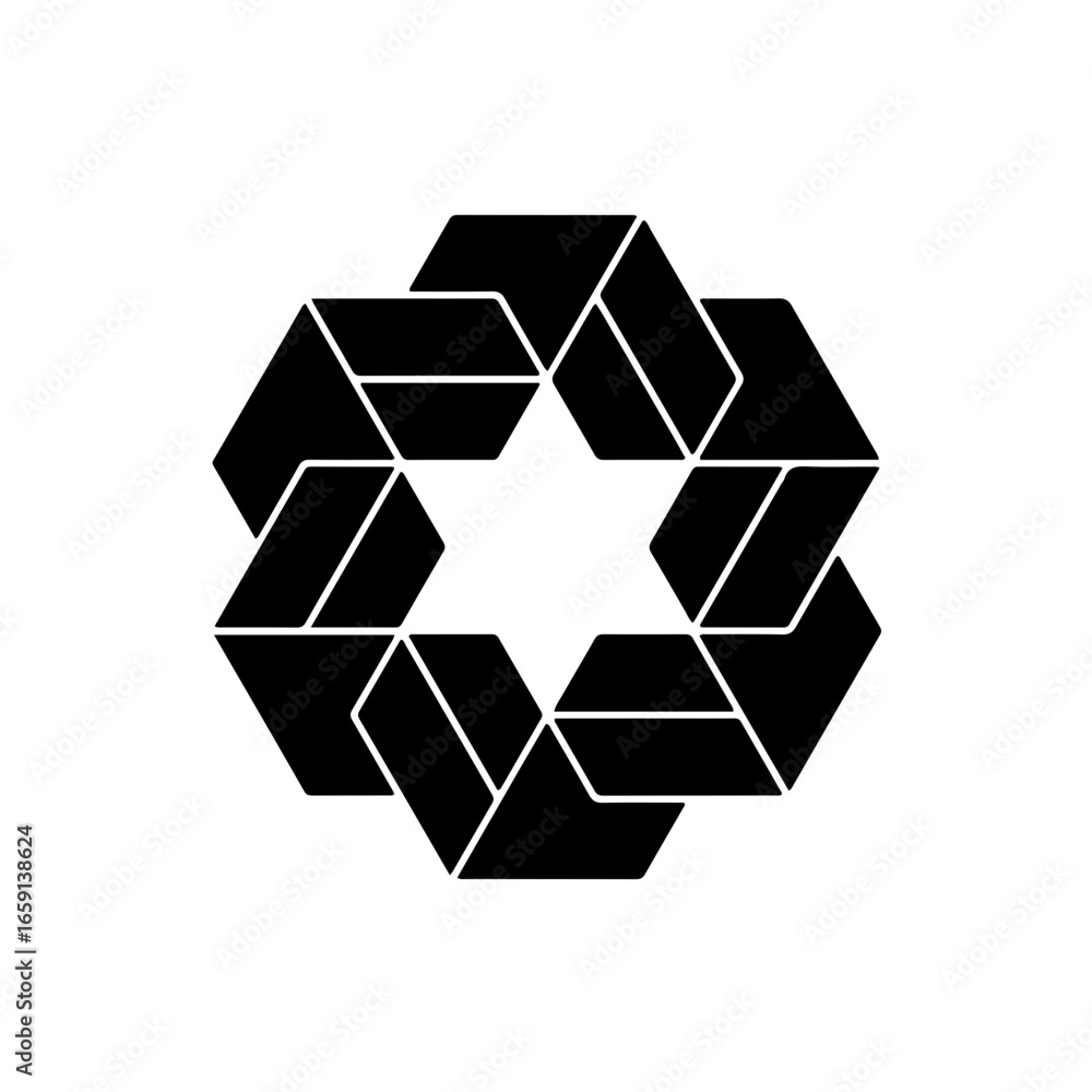 Poster modern geometric star logo element with unique hexagon design for branding and creative projects