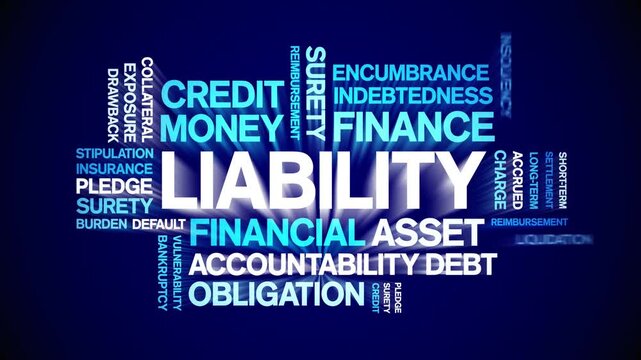 Liability animated word cloud-text design animation tag kinetic typography seamless loop.