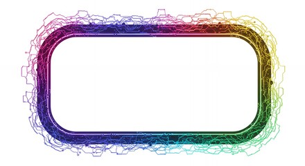 Vibrant digital circuit frame with rainbow gradient, perfect for modern tech designs