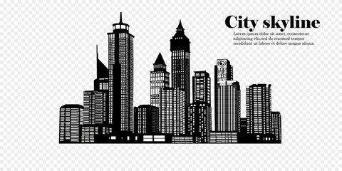 Fototapeta premium The silhouette of the city in a flat style. Modern urban landscape.vector illustration