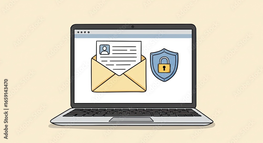 Poster secure your digital correspondence with a protected email on your laptop, ensuring data privacy and 