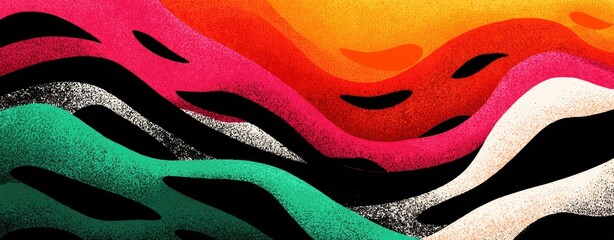 Abstract waves of vibrant hues, textured surface